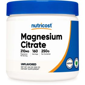 Nutricost Magnesium Citrate Powder Supplement (250 Grams) Unflavored - Gluten Free & Non-GMO