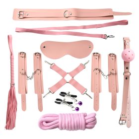 Leather Binding Nine-piece Set Suit (Color: pink)